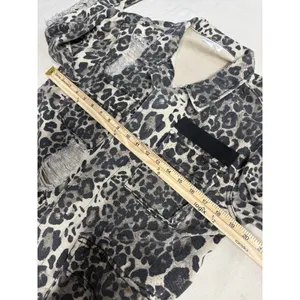 Dance And Marvel Leopard Distressed denim Jacket, Fits Med (D27) thumbnail 6