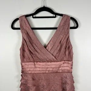 Adrianna‎ Papell Sleeveless Double V-Neck Shutter Pleat Tiered Midi Dress Size 8 thumbnail 5