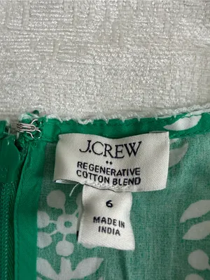 J.Crew Block Print Puff Sleeve Midi Dress Green Size 6 NWT thumbnail 3