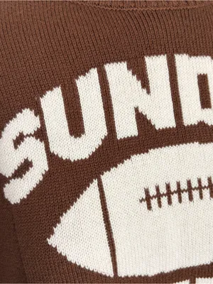 Jessica Simpson Sunday Funday Brown Crewneck Sweater with Football Motif Medium thumbnail 2