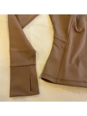NEW Girlfriend Collective Women's Parker Seamed Jacket Woodsmoke Tan Active S thumbnail 3