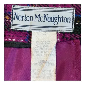 Norton‎ McNaughton Plaid Pencil Skirt Womens 12 Magenta Pink Wool Blend Vintage thumbnail 6