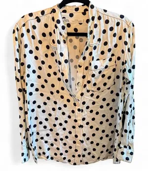 Zara white and black polkadot blouse thumbnail 1