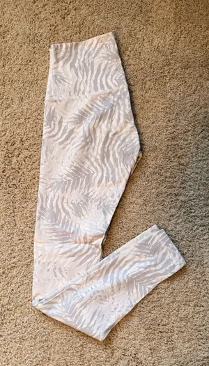 Lululemon Printed Leggings in Light Gray Palm Leaf thumbnail 1