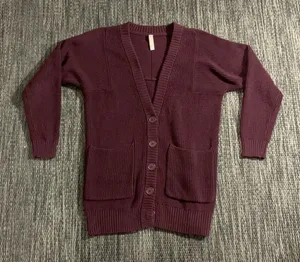 Athleta Cardigan Oversized Chunky Knit Burgundy Size XS thumbnail 1