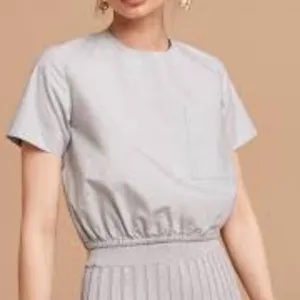 Aritzia Wilfred Cotton Lausanne Blouse in Lune (grey) in size Medium thumbnail 1