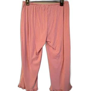 JK Intimates Pink White Striped Drawstring Capri Pajama Pants Women's Sz Small thumbnail 2