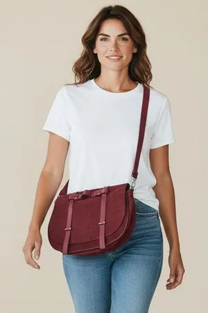 bag crossbody shoulder burgundy suede large Bess Croute messenger flap Ox Blood thumbnail 1