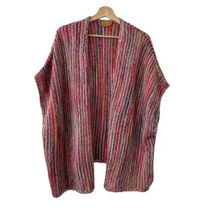 POL Red Rainbow Open Front Kimono Sweater M thumbnail 5