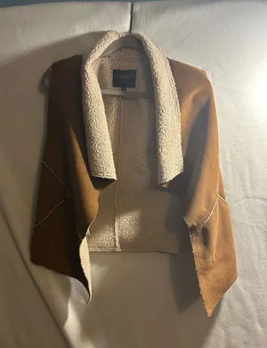Sanctuary Clothing Faux Suede Shearling Vest Tan Brown Small Open Front Draped thumbnail 1