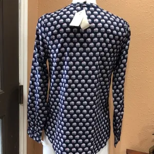 Skies are blue elephant button down blouse thumbnail 4
