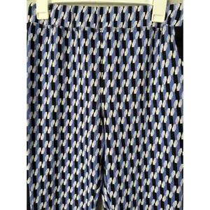 Maeve Anthropologie Geometric Print Flare Disco Ponte Knit Blue Pants, Women's M thumbnail 5