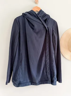 Lululemon | Blissed Out Wrap Hooded Tencel Jacket Navy | Sz 6 thumbnail 1