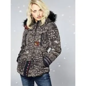 Desigual Badajoz lace print beaded embroidered puffer coat size 38 or US small thumbnail 3