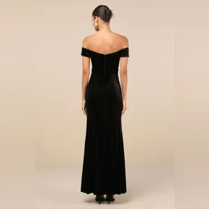 LULU’S Captivating Silhouette Black Velvet Off-the-Shoulder Maxi Dress thumbnail 5