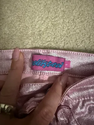 Edikted Leather Flare Pants Pink Sparkly thumbnail 2