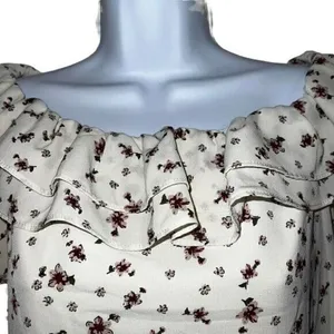 SABO SKIRT Gorgeous Cream Floral Off-Shoulder L/S Lexi‎ Top NWT Size Small thumbnail 4