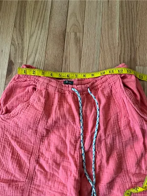 100% Gauze Cotton Pink Wide Leg Pants Small Coastal Resort Vacation Summer Beach thumbnail 5
