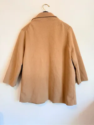Quince Organic Cotton Blazer Open Front, Pockets , tan, neutral minimalist sz L thumbnail 5
