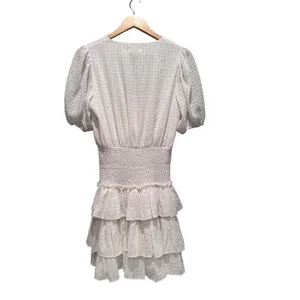 Vestique White‎ V-Neck Tiered Mini Dress Size Small Babydoll Bridal Beach thumbnail 2