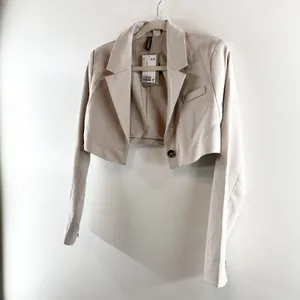 H&M Cropped Blazer Jacket Grey Tan XS thumbnail 7