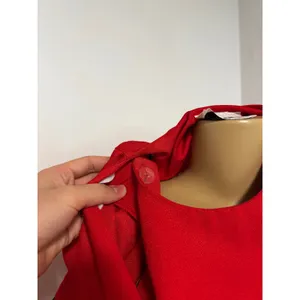 The Jones Girl Vintage 80s Red Double Breasted Puff Shoulder Sheath Dress 12 thumbnail 5