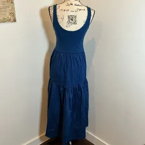 J.Crew Mixed-Media Tiered Maxi Dress Blue CK541 XS NWT Casual Summer Poplin thumbnail 6
