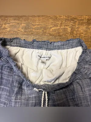 Abercrombie & Fitch Mini Skirt Blue Chambray Womens Medium Lined Elastic Waist thumbnail 4