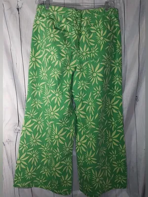 We The Free Green Floral Wide-Leg Oversized Slouchy Boho Groovy Festival Pants thumbnail 2