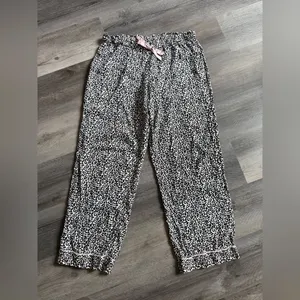 Victoria’s Secret Leopard Pajama Pants Black White Medium Pink Tie thumbnail 2
