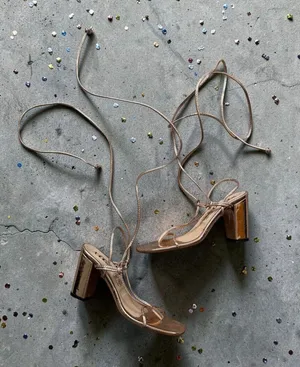 XCESO Rose Gold Lace Up Sandals Heels Size 38 / US 8 thumbnail 1