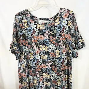 Loft Plus Size‎ 14 Dress Modest Cottagecore Ruffle Shift Smocked Feminine 1819 thumbnail 3
