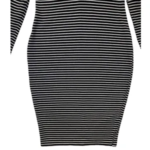 Express Womens Black White Striped V-Neck Long Sleeve Bodycon Midi Dress Medium‎ thumbnail 5