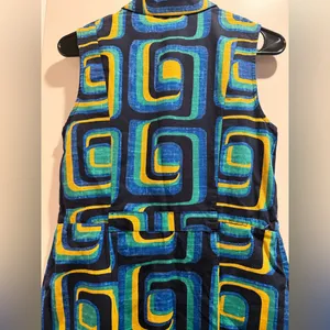 Boden Geometric Blue and‎ Green Midi Dress Size 6R thumbnail 6