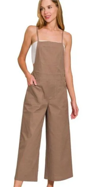 Zenana Woven Spaghetti‎ Strap Overalls thumbnail 1