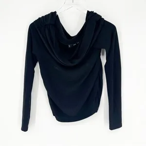 Mango Glitter Off Shoulder Long Sleeve Top Women's Size XL Black/SilverParty Y2K thumbnail 2