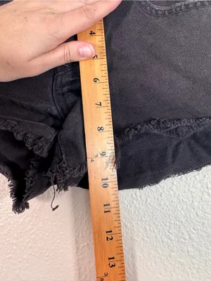 Free People Black Denim Cut Off Jean Shorts Womens 25 Festival Boho Micro Casual thumbnail 9