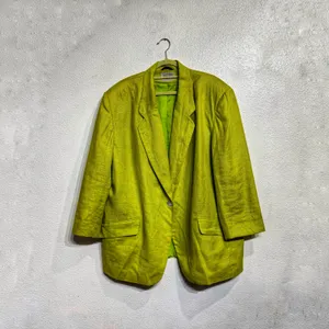 David N Lime Green Vintage Linen Blend Blazer Jacket Sz 20 thumbnail 2