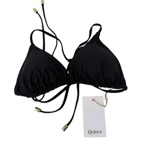 Quince Italian Triangle Bikini Top Black NEW Womens Small‎ thumbnail 2