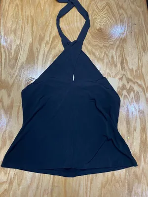 Halogen Blouse Top Womens XS Blue Sleeveless Halter Neck Sleeveless Hipster B61 thumbnail 1
