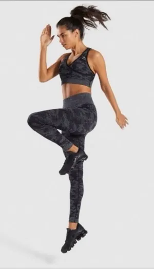 Gymshark Adapt Camo Seamless Leggings Black Grey High Waist Athletic Workout thumbnail 1