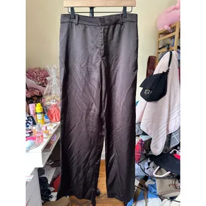 Zara Women’s Straight Leg Pants Satin Like Size Medium Brown‎ 5427/401/716 thumbnail 6