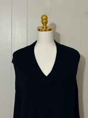 L’Academie Oversized V Neck Wool Blend Sweater Vest Black Size S thumbnail 3