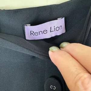 Rene Lion Black Button Front Knee Length Skirt Size Large thumbnail 4