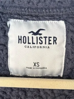 Hollister Sherpa Fleece Jacket Womens XS Gray Full Zip Cropped Teddy Cozy Soft thumbnail 6