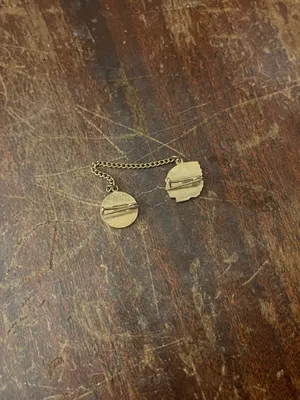 Gold Tone Native Chief Tie Tack with Blue Enamel Shield thumbnail 2