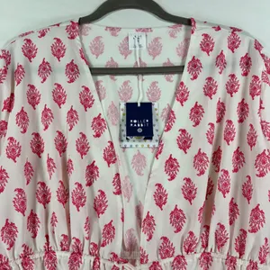 Roller Rabbit Target Pink White Block Print Swim Cover Up Dress Large New Tags thumbnail 4