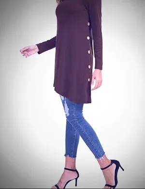 Asymmetrical Tunic Sweater Dress Size 4 Brown thumbnail 1