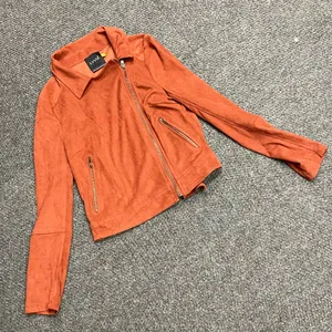 Lysse Faux suede asymmetrical burnt orange zip up jacket womens XS thumbnail 1