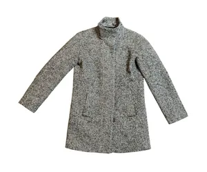 J Crew Tweed‎ Coat Women Size 0 Black White Long Wool Blend Walker Pea thumbnail 1